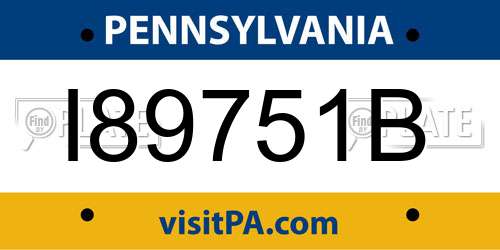 I89751B Pennsylvania License Plate