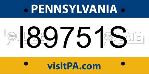 I89751S Pennsylvania License Plate