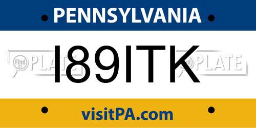 I89ITK Pennsylvania License Plate