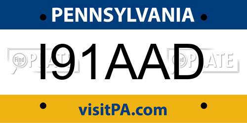 I91AAD Pennsylvania License Plate