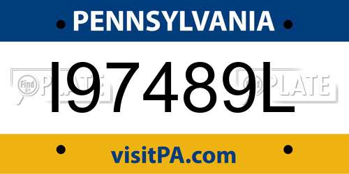 I97489L Pennsylvania License Plate