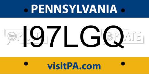 I97LGQ Pennsylvania License Plate