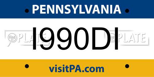 I990DI Pennsylvania License Plate