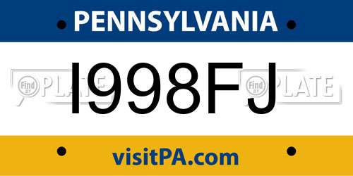 I998FJ Pennsylvania License Plate