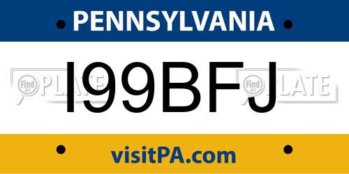 I99BFJ Pennsylvania License Plate