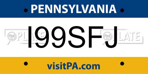 I99SFJ Pennsylvania License Plate