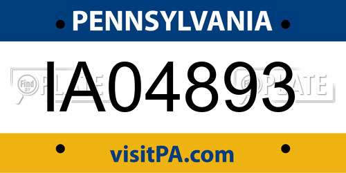 IA04893 Pennsylvania License Plate