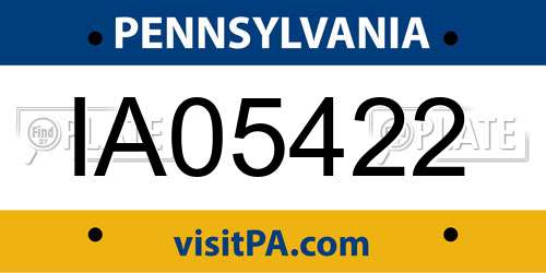 IA05422 Pennsylvania License Plate