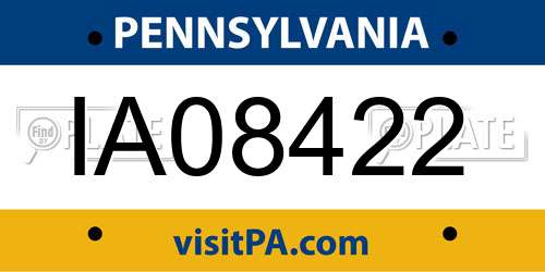 IA08422 Pennsylvania License Plate