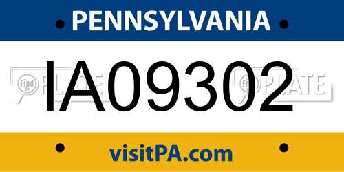 IA09302 Pennsylvania License Plate