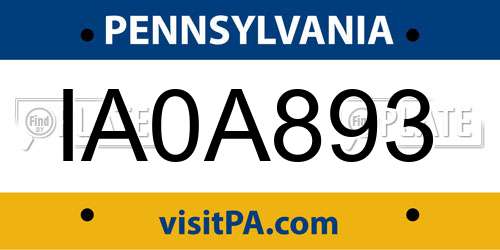 IA0A893 Pennsylvania License Plate