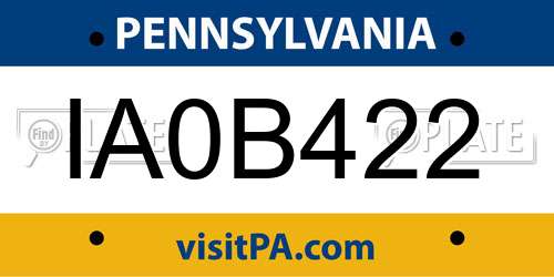 IA0B422 Pennsylvania License Plate