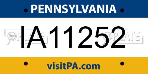 IA11252 Pennsylvania License Plate