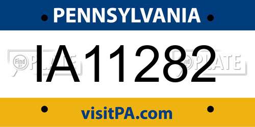 IA11282 Pennsylvania License Plate