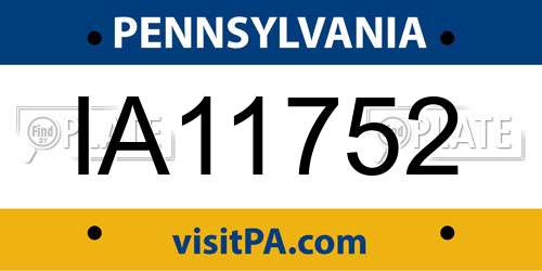 IA11752 Pennsylvania License Plate
