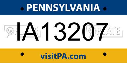 IA13207 Pennsylvania License Plate