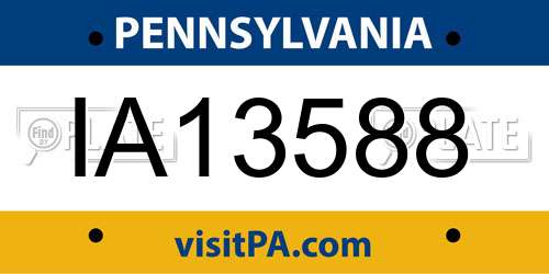 IA13588 Pennsylvania License Plate