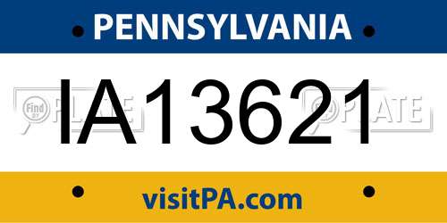 IA13621 Pennsylvania License Plate