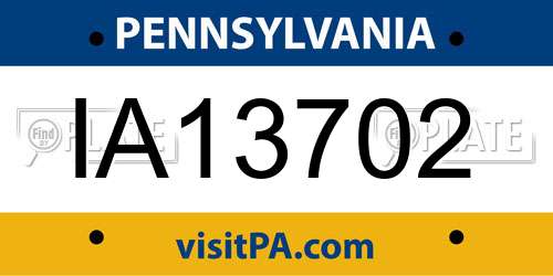 IA13702 Pennsylvania License Plate