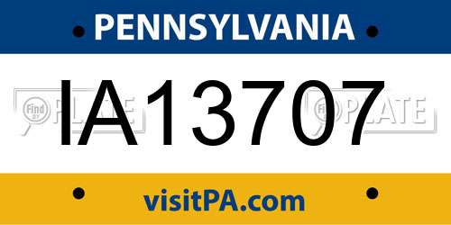 IA13707 Pennsylvania License Plate