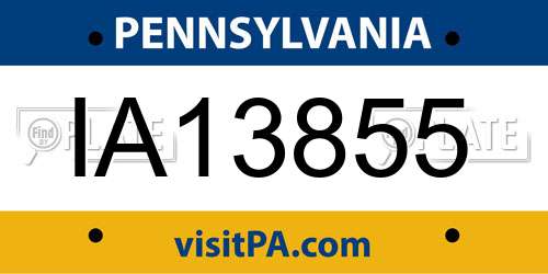 IA13855 Pennsylvania License Plate