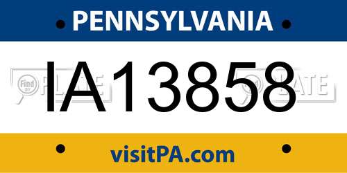 IA13858 Pennsylvania License Plate