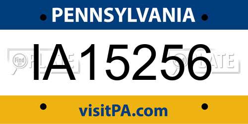 IA15256 Pennsylvania License Plate