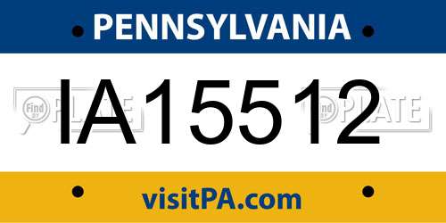 IA15512 Pennsylvania License Plate