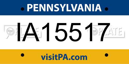 IA15517 Pennsylvania License Plate