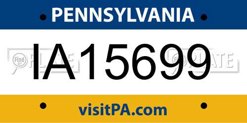 IA15699 Pennsylvania License Plate
