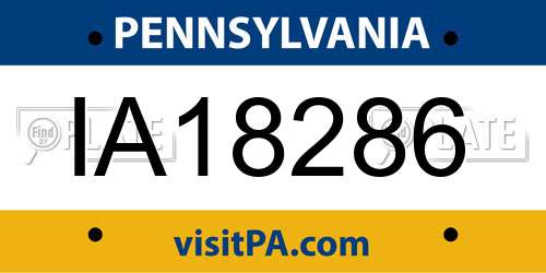 IA18286 Pennsylvania License Plate