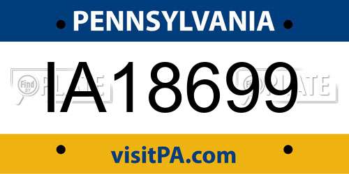 IA18699 Pennsylvania License Plate