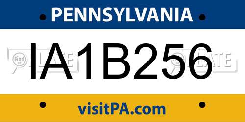 IA1B256 Pennsylvania License Plate