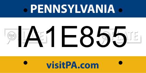 IA1E855 Pennsylvania License Plate