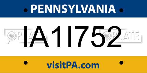 IA1I752 Pennsylvania License Plate