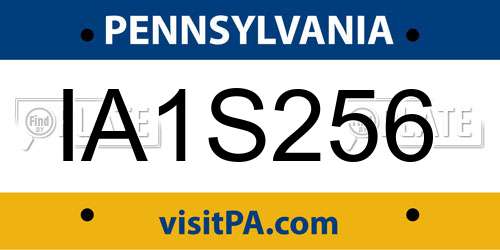 IA1S256 Pennsylvania License Plate