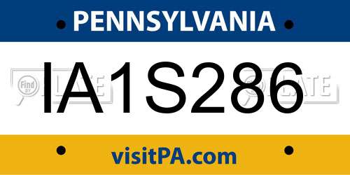 IA1S286 Pennsylvania License Plate