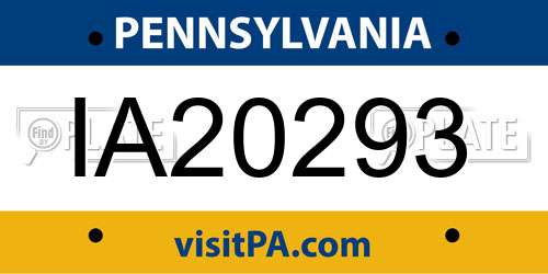 IA20293 Pennsylvania License Plate