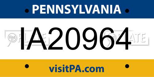 IA20964 Pennsylvania License Plate