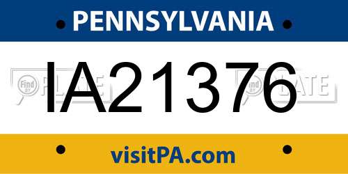 IA21376 Pennsylvania License Plate