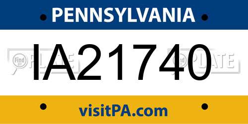 IA21740 Pennsylvania License Plate