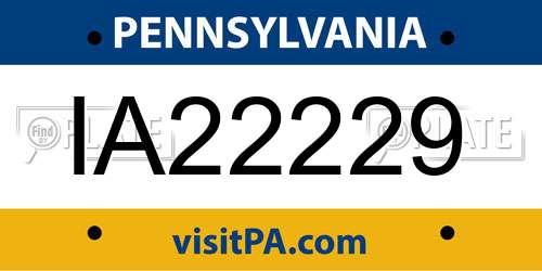 IA22229 Pennsylvania License Plate