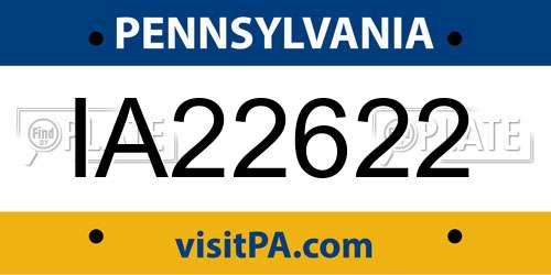 IA22622 Pennsylvania License Plate