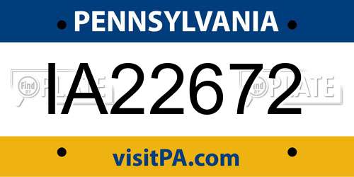 IA22672 Pennsylvania License Plate