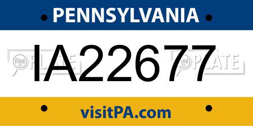 IA22677 Pennsylvania License Plate