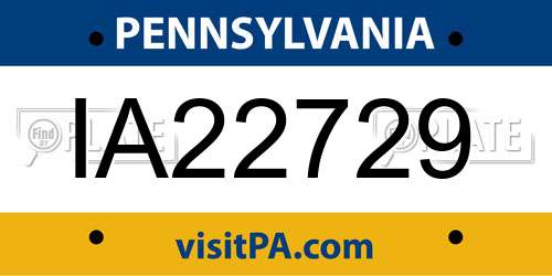 IA22729 Pennsylvania License Plate