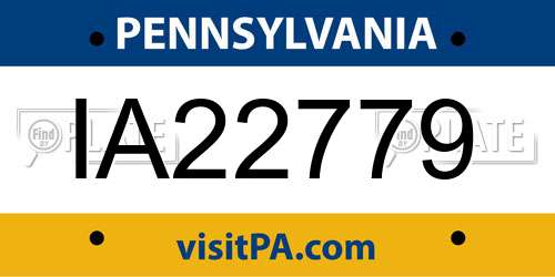 IA22779 Pennsylvania License Plate