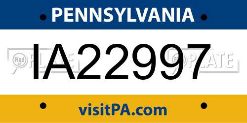 IA22997 Pennsylvania License Plate
