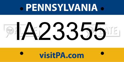 IA23355 Pennsylvania License Plate