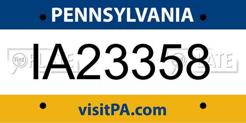 IA23358 Pennsylvania License Plate